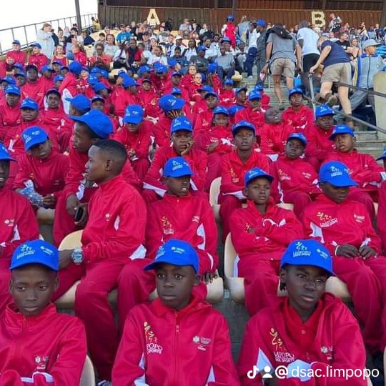 Team Limpopo parade at the 2024 SASA National Primary Track and Field Championships at Oscar Mpetha Stadium, University of Limpopo. Mankweng.